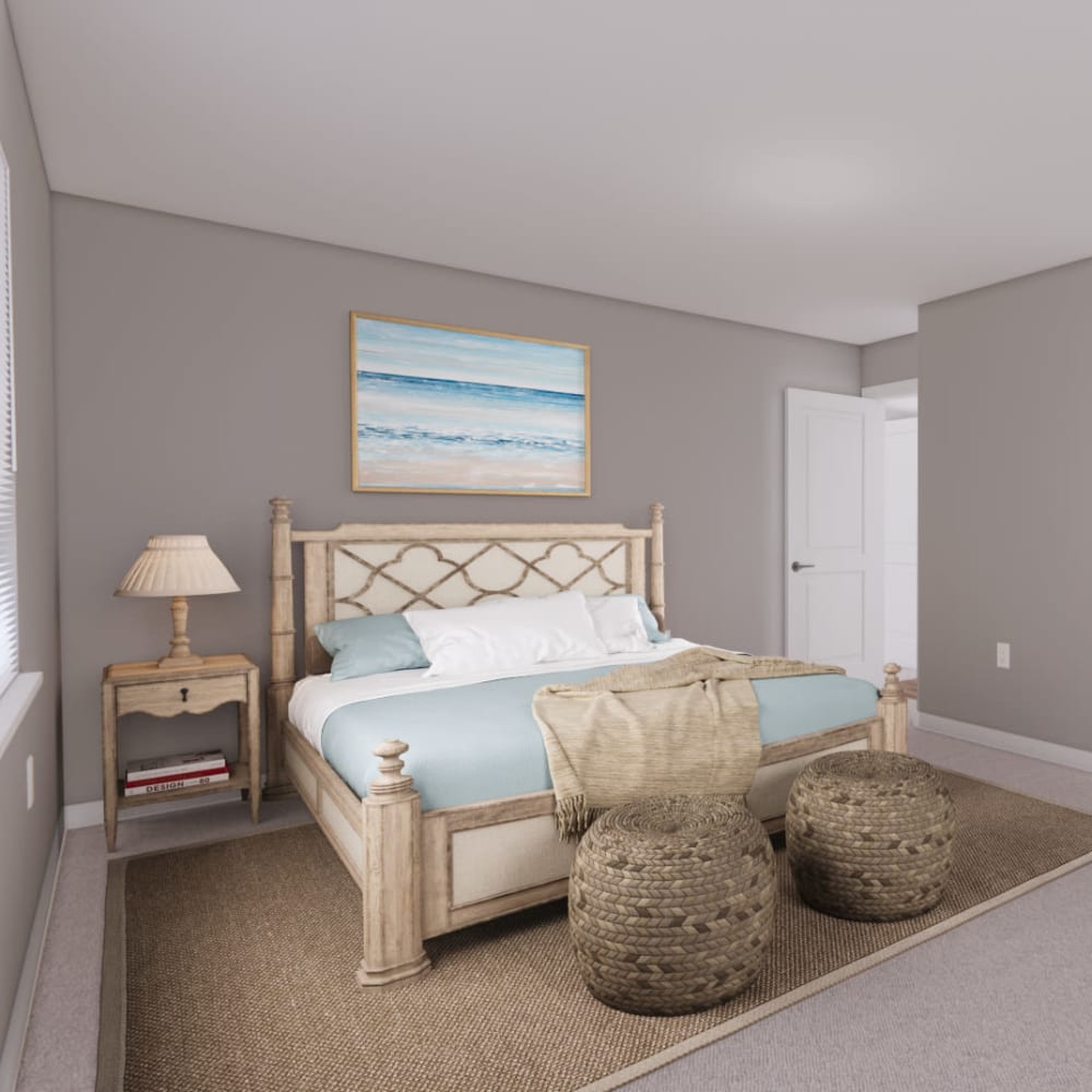 Neutral color scheme bedroom at The Laurel in Pensacola, Florida