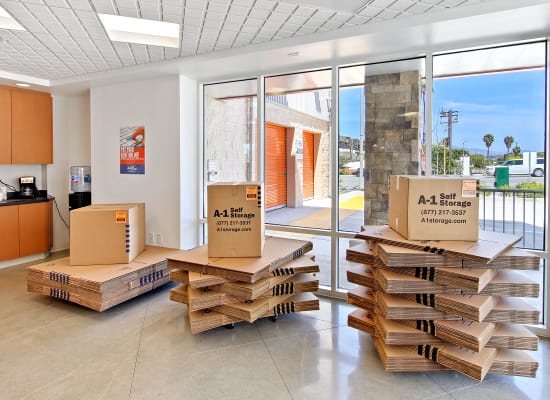 A variety of box sizes available at A-1 Self Storage in National City, California