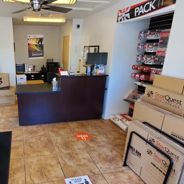 Packing supplies available in the leasing office of StorQuest Self Storage in Tempe, Arizona