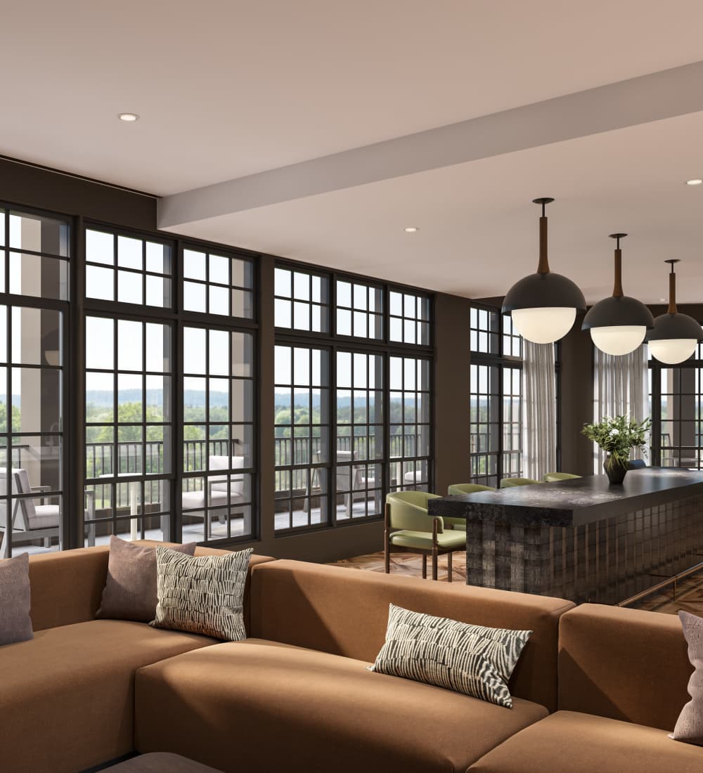 Lounge area at Oldham & Worth in Raleigh, North Carolina