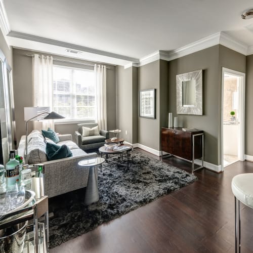 Cute furnished living room in a model home at 700 Constitution in Washington, District of Columbia