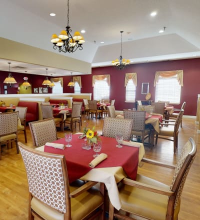 Tableset in the dining room at The Keystones of Cedar Rapids in Cedar Rapids, Iowa