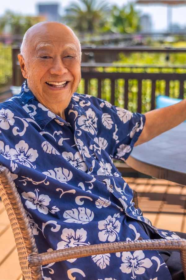 Resident on deck | Merrill Gardens in Seattle, Washington