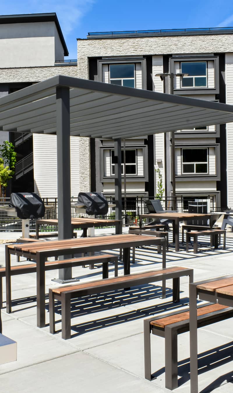 Outdoor picnic area at Stone Village Apartments in Reno, Nevada