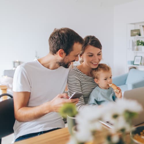 A family enjoying their home at Hilleary Park in San Diego, California