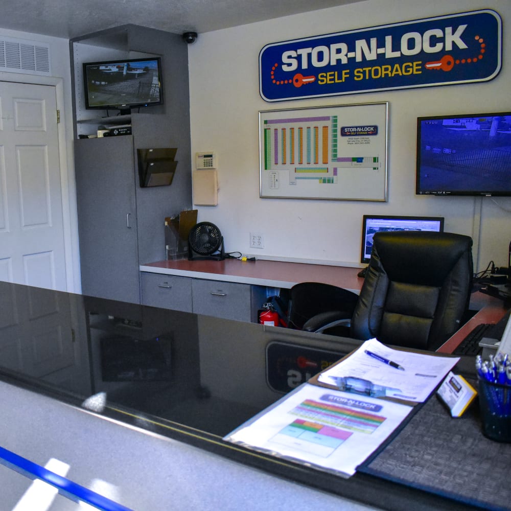 Inside the welcoming office at STOR-N-LOCK Self Storage in Cottonwood Heights, Utah