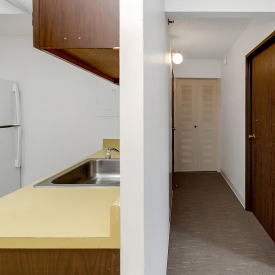 Kitchen and entry at Lima Towers in Lima, Ohio