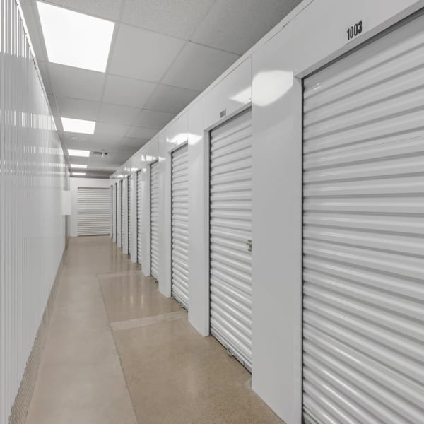 White doors on indoor units at StorQuest Self Storage in Reno, Nevada