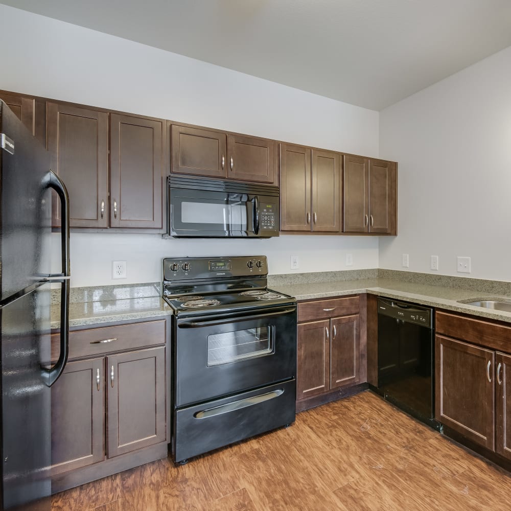 Kitchen with granite countertops at LaCabreah, Brownsburg, Indiana