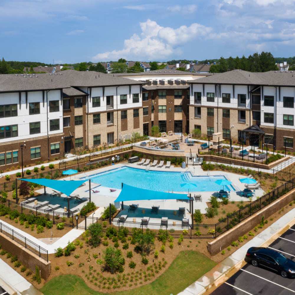 Aerial view of an apartment at The Edison Sugarloaf in Lawrenceville, Georgia