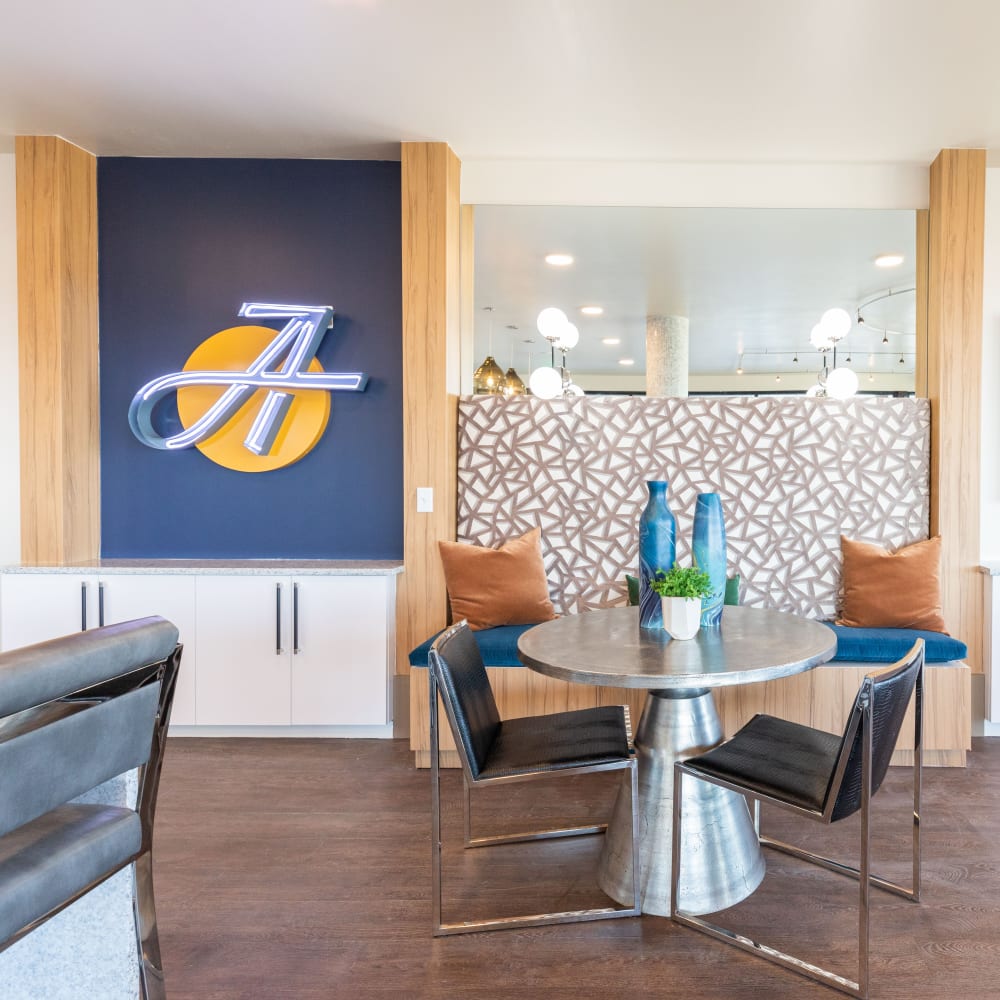 Resident lounge area at The Alcott in Denver, Colorado