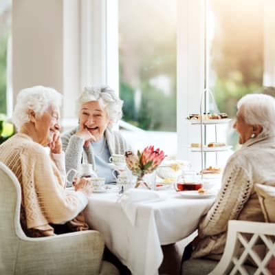 Residents dining together at Arbor Glen Senior Living in Lake Elmo, Minnesota