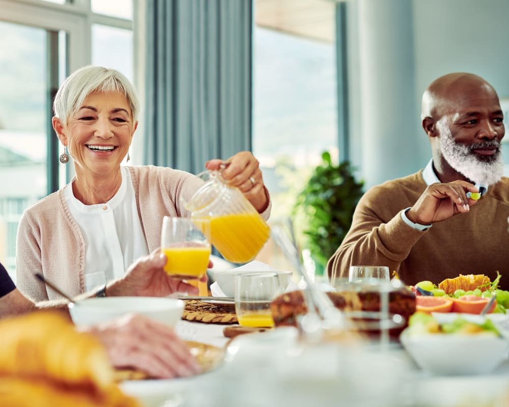 Residents enjoy breakfast options at Arlington Place of Pocahontas in Pocahontas, Iowa.