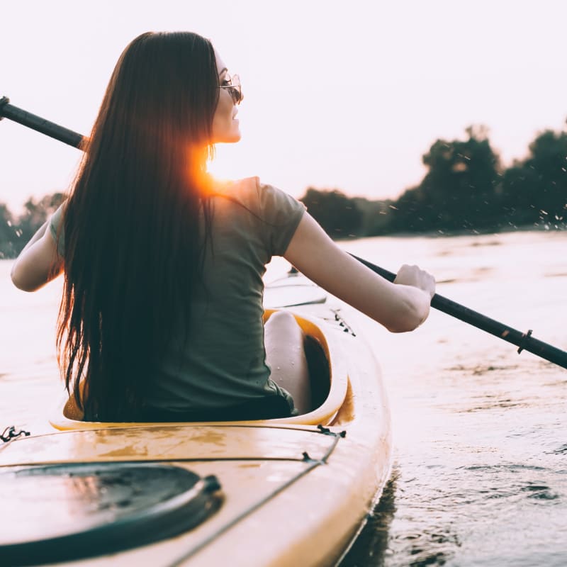 A resident kayaks near East Beach Marina, Norfolk, Virginia