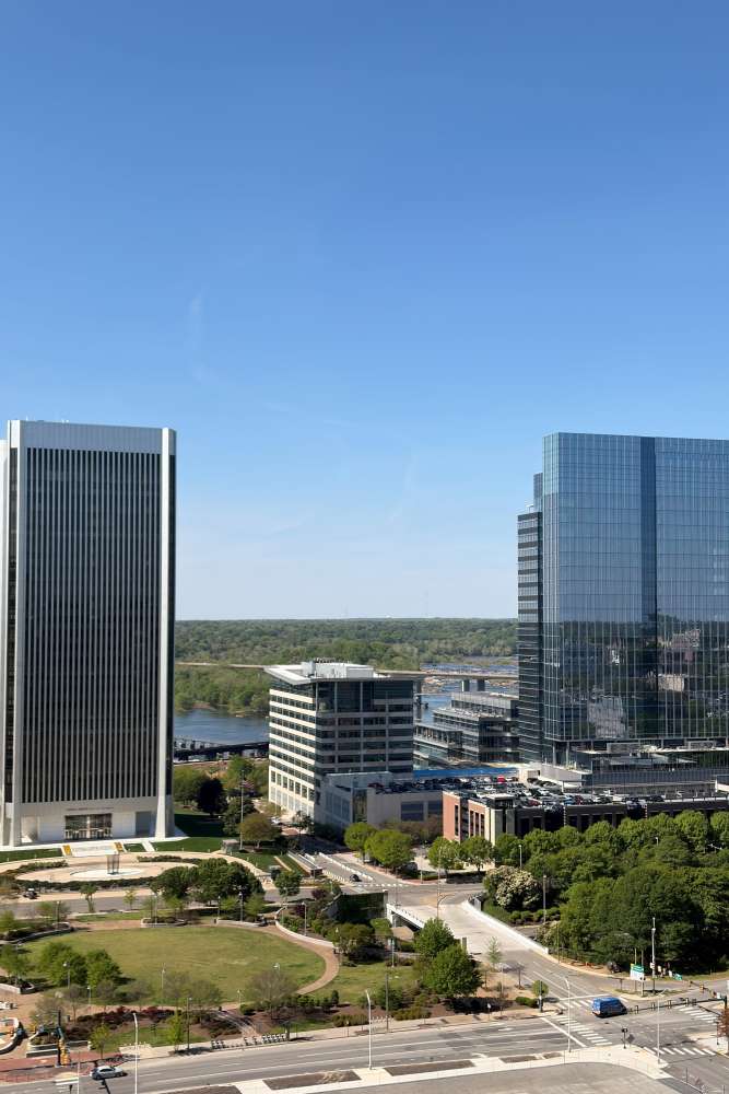 Roof deck view in the modern apartment at Altitude on Main, Richmond, Virginia
