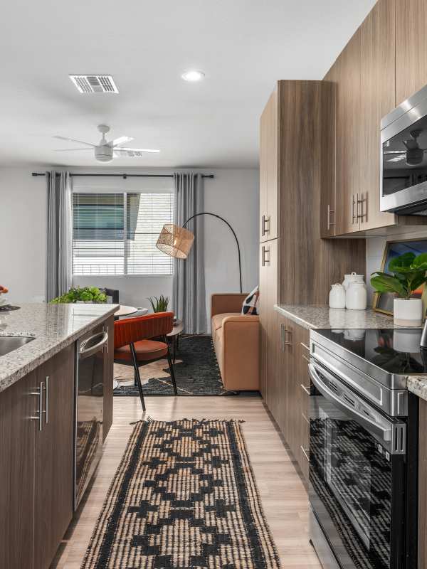 Kitchen with energy-efficient appliances at Obsidian at South Mountain in Phoenix, Arizona