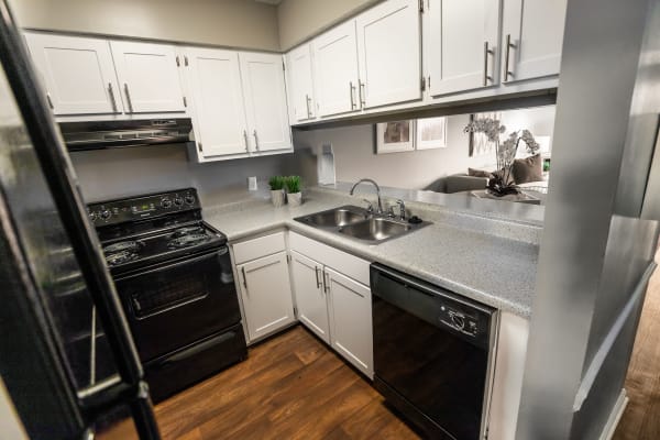 Plenty of storage space in the kitchen of a model home at Mill Creek Flats in Winston Salem, North Carolina