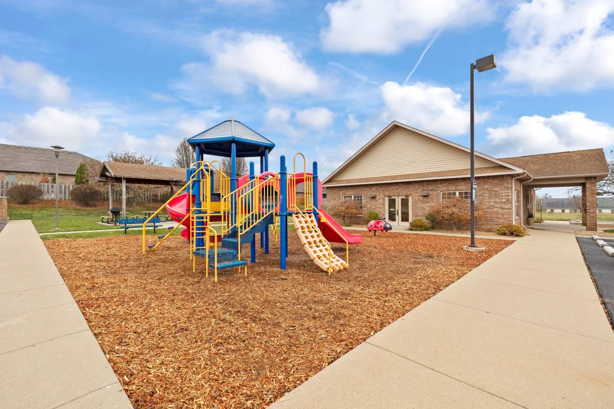 Playground with slides at Ozark Trails in Ozark, Missouri
