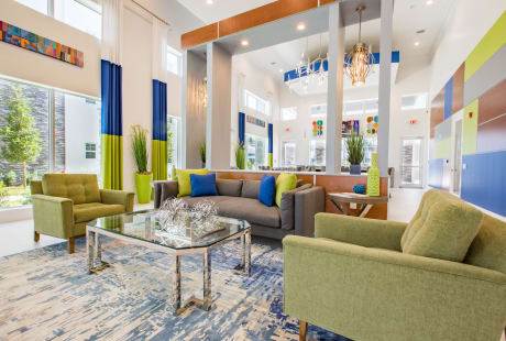 Comfortable seating in the clubhouse at Luma at Miramar in Miramar, Florida