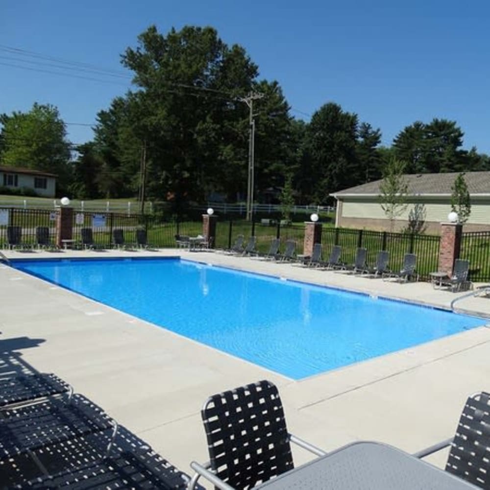 Resident swimming pool at Oak Grove Crossing Apartments in Newburgh, Indiana