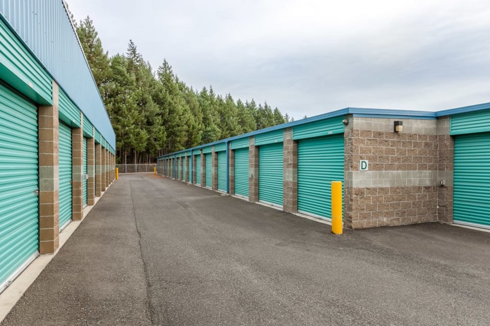 Exterior storage units at DuPont Heated Self Storage in DuPont, Washington.