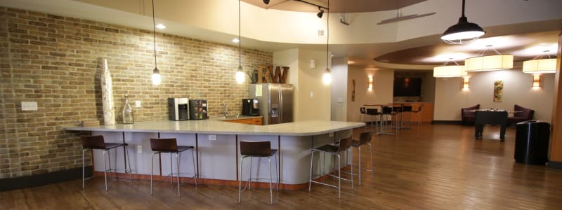 Community kitchen at Regents West at 26th in Austin, Texas