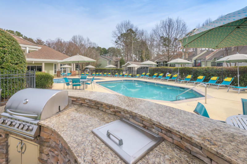Poolside BBQ with tons of space to cook for all your friends at The Madison in Charlotte, North Carolina