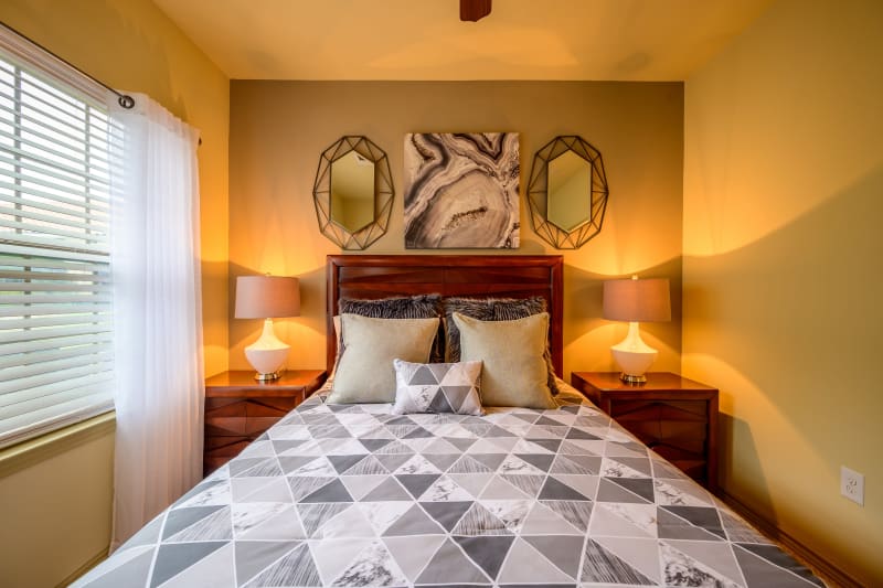 Guest bedroom at Pecan Springs Apartments in San Antonio, Texas