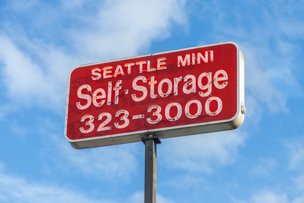 Sign at Seattle Self Storage in Seattle, Washington