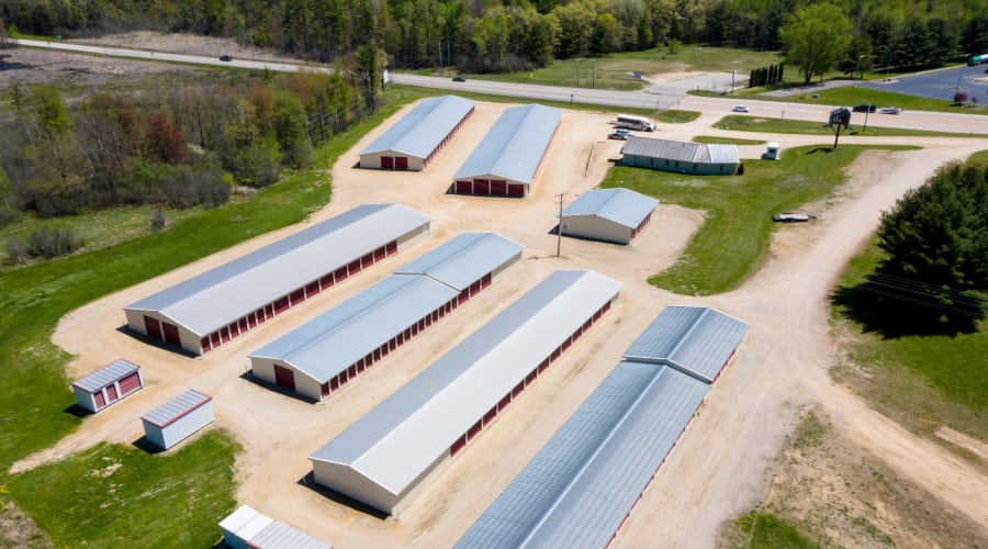 Aerial view of the facilities and grounds at KO Storage in Tomah, Wisconsin