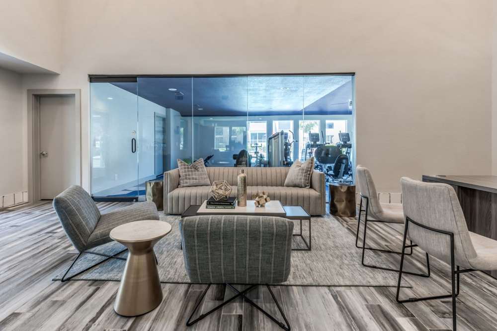 A clubhouse featuring couch and lots of seating area at Warwick at Westchase, Houston, Texas