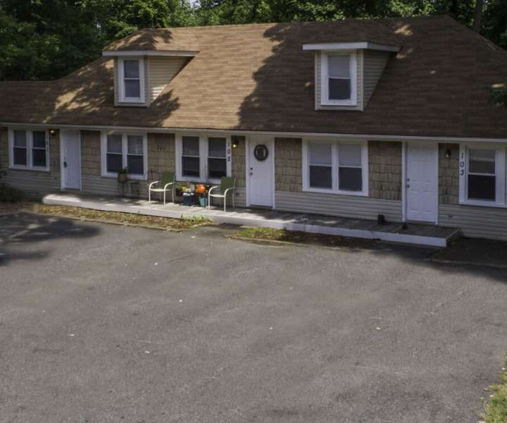 Exterior shot of the apartments at Fox Chase Apartments in Fredericksburg, Virginia