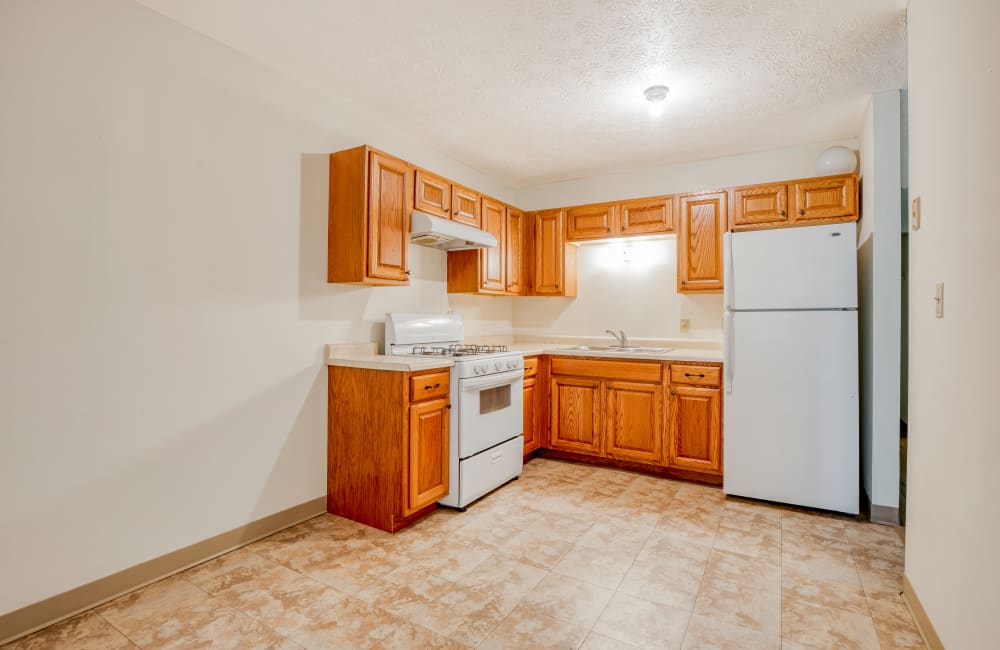 Kitchen at River Run Apartments in Macomb, Illinois