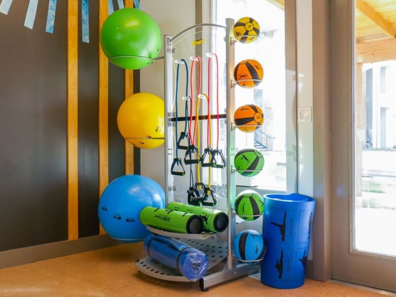 Gym equipment at Biltmore at the Park fitness center in Pflugerville, Texas