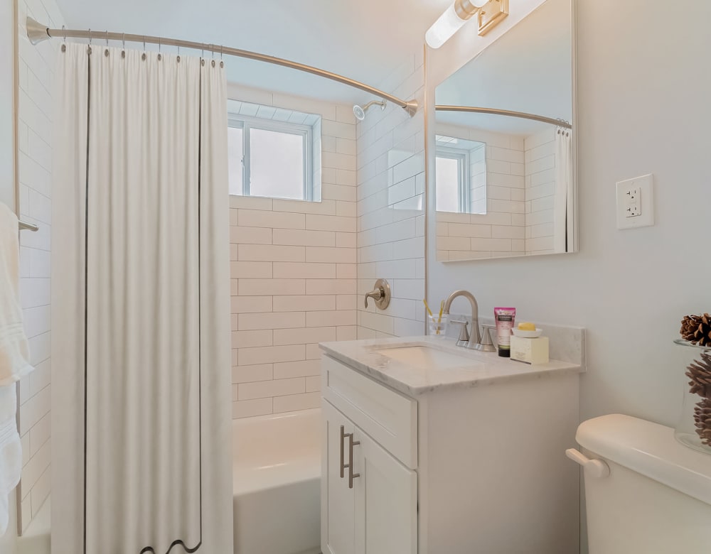 Modern bathroom at Pine Gardens in Freeport, New York