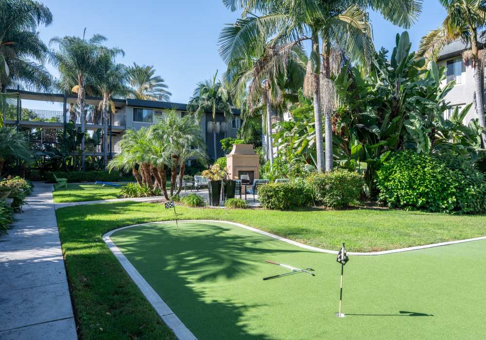 Community dog park at UCE Apartment Homes in Fullerton, California  