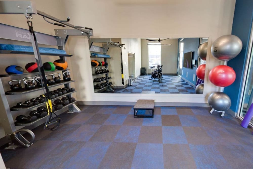 TRX equipment in the fitness center at Argon in Oklahoma City, Oklahoma