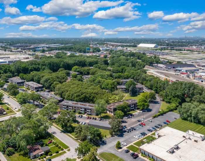 Ariel view of Tanglewood Apartments in Hammond, Indiana