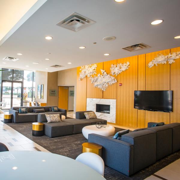 Community clubhouse at Aqua At Lakeshore East in Chicago, Illinois