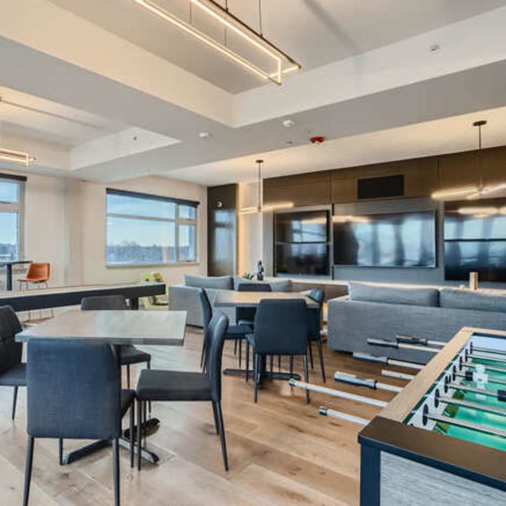 Foozball and tables at The View at Wash Park in Denver, Colorado