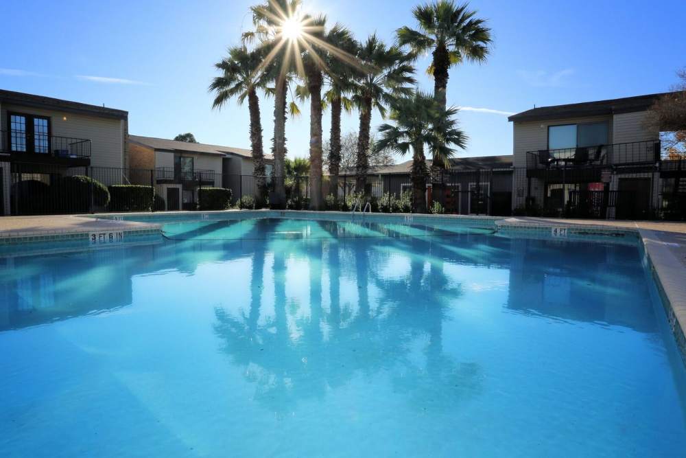 Resort-style swimming pool at Alamo Estates in San Antonio, Texas
