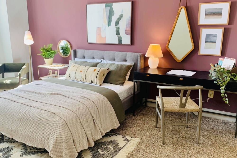 Spacious model bedroom with a desk at 927 West Morgan in Raleigh, North Carolina
