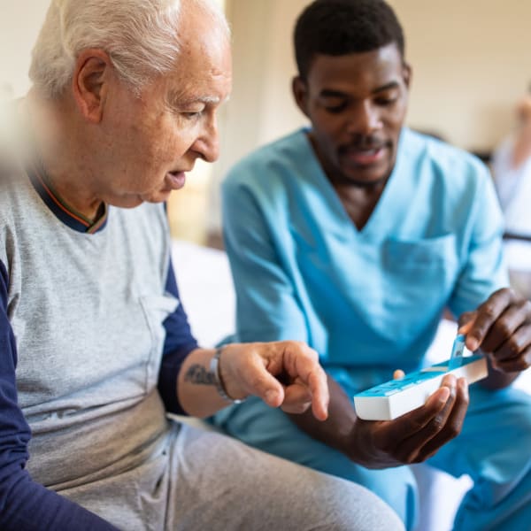 Resident and caregiver at The Club at Wellington in Wellington, Florida