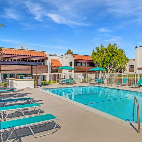 Swimming pool at Kendallwood Apartments in Whittier, California 