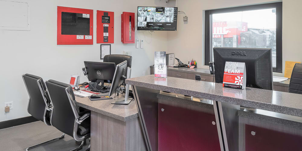 Interior of the leasing office at StorQuest Self Storage in Los Angeles, California