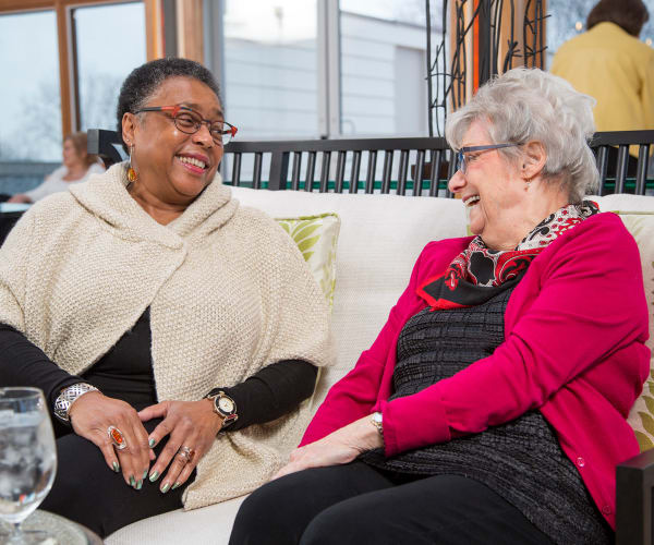Residents chatting at All Seasons of Birmingham in Birmingham, Michigan