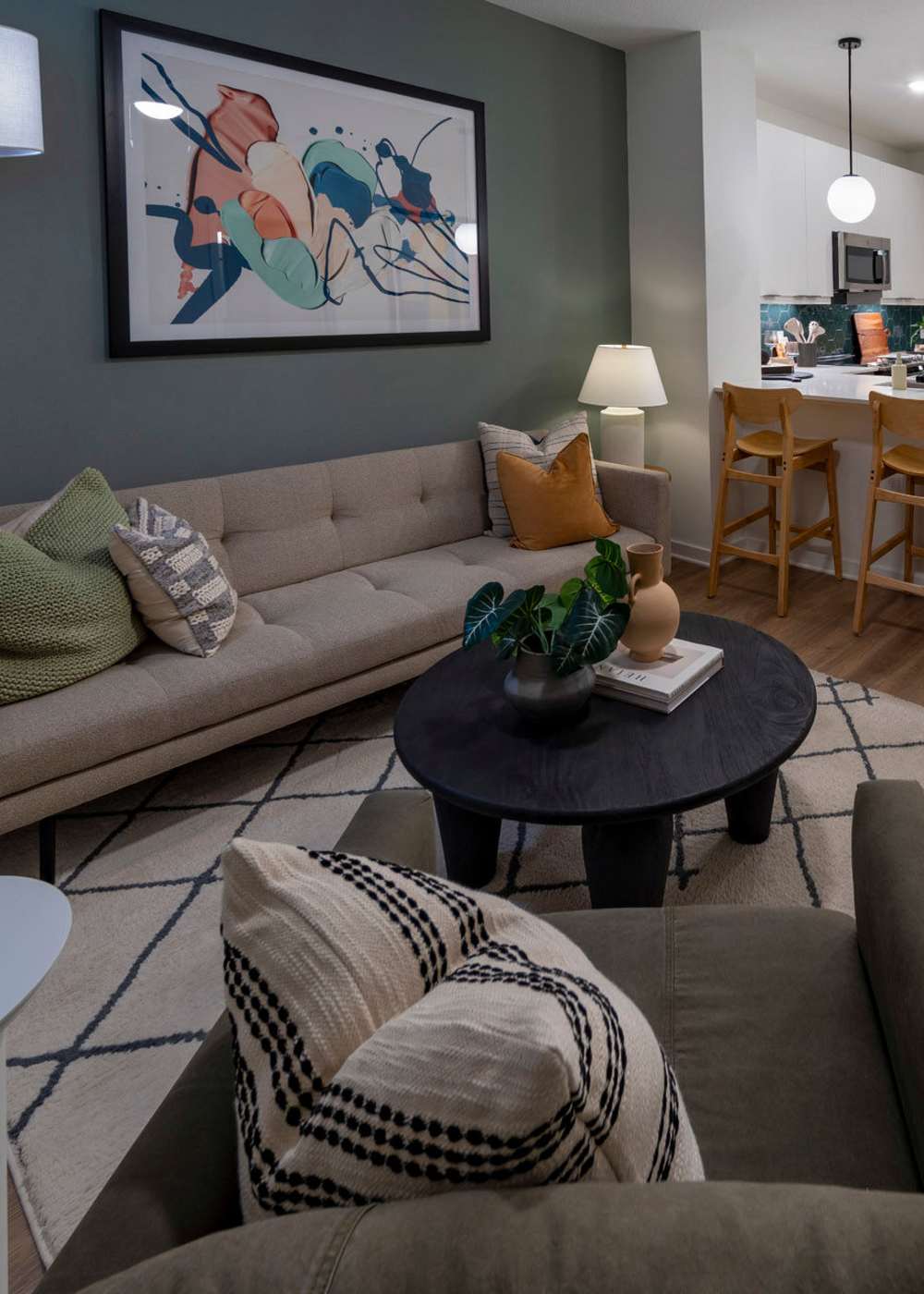 Living room at Evergreen Mills 50 in Orlando, Florida