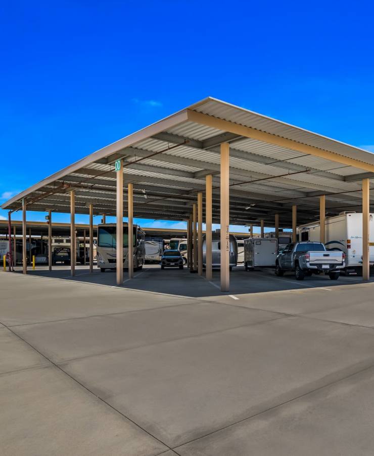 Covered RV and boat storage options at StorQuest RV & Boat Storage in Apopka, Florida