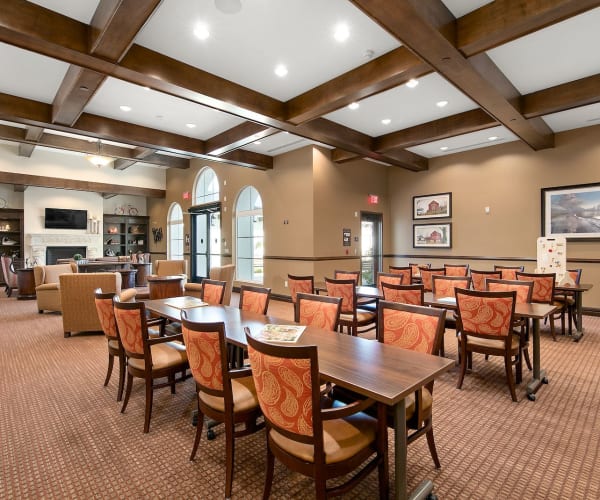 Spacious dining room at Pacifica Senior Living Oceanside in Oceanside, California