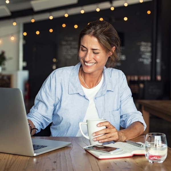 Resident working at a cafe near Duet in Nashville, Tennessee
